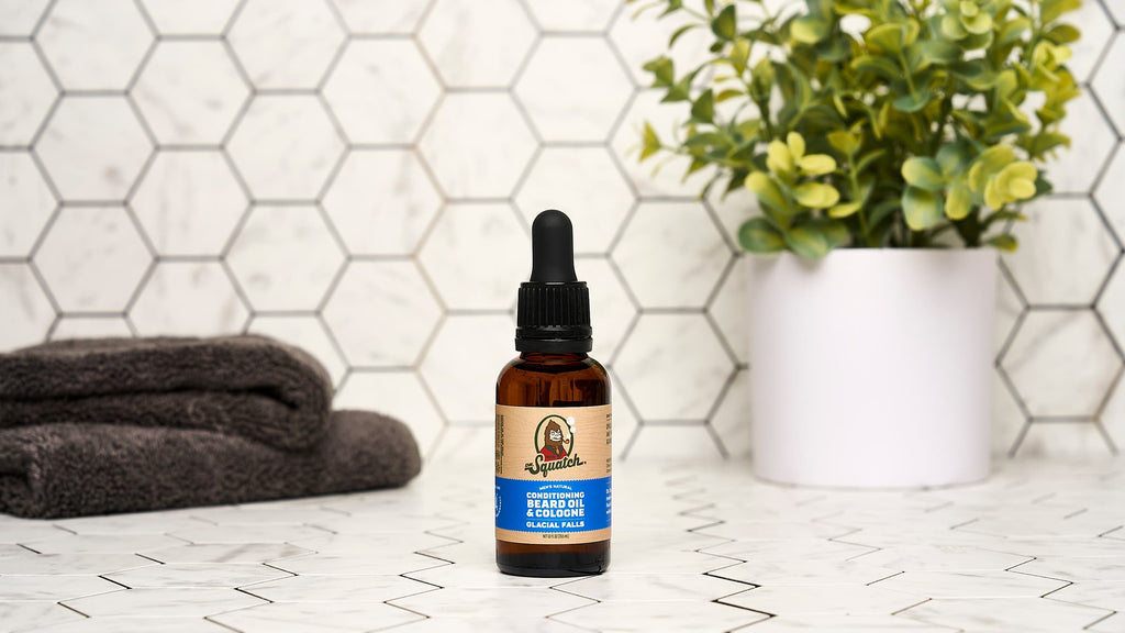Lifestyle photo featuring Dr. Squatch Conditioning Beard Oil & Cologne Glacial Falls